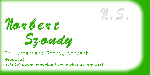 norbert szondy business card